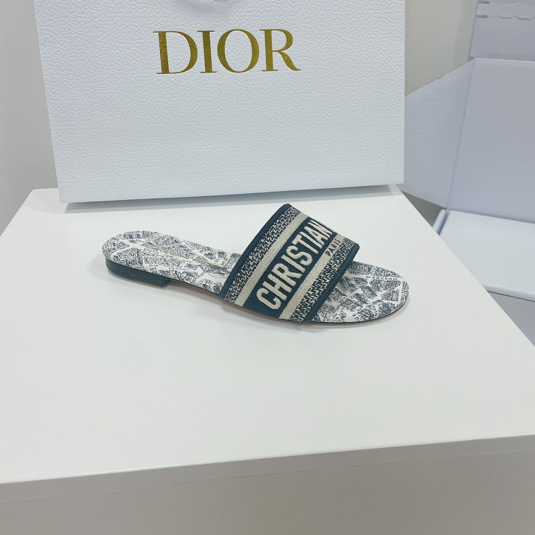 DIOR CD Mule Dway Slide 10mm Multi Motifs Style 3