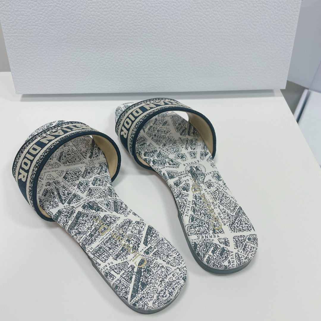 DIOR CD Mule Dway Slide 10mm Multi Motifs Style 3