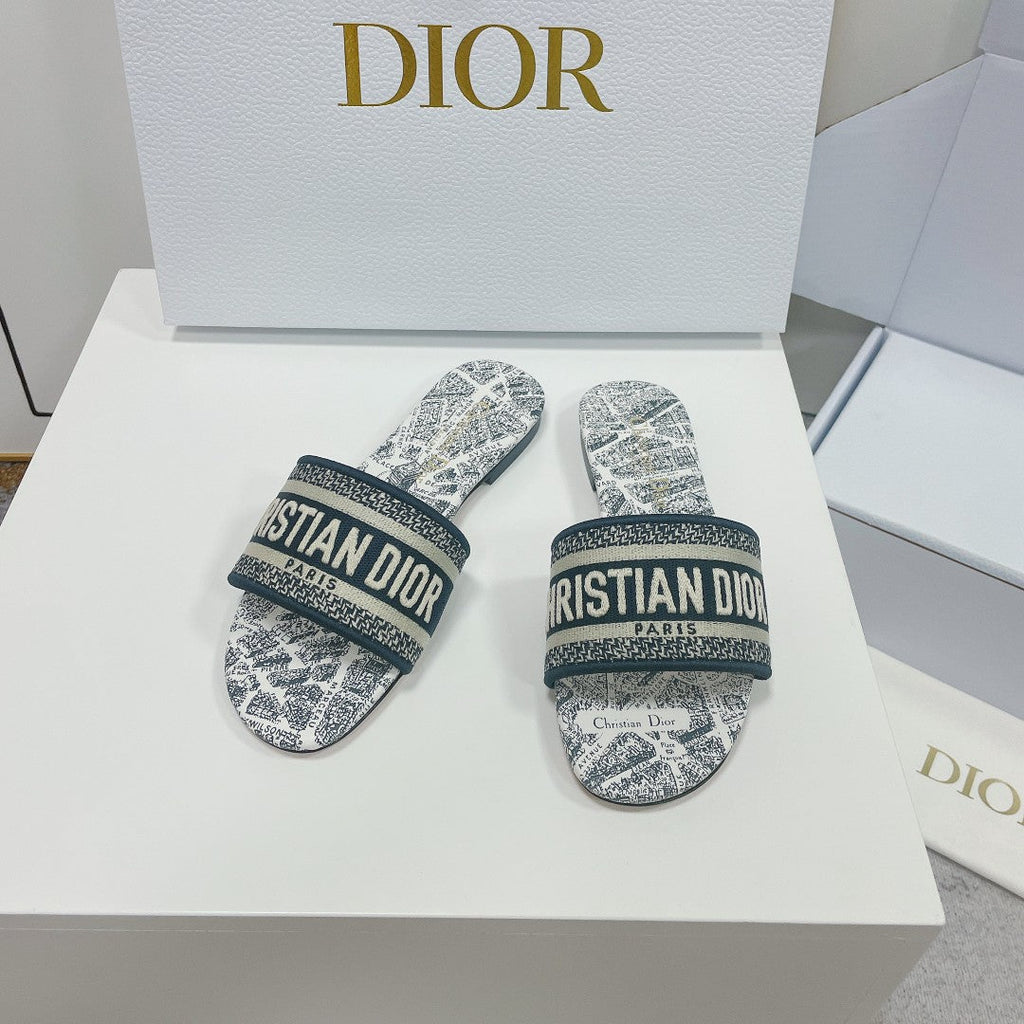 DIOR CD Mule Dway Slide 10mm Multi Motifs Style 3