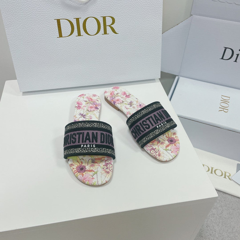 DIOR CD Mule Dway Slide 10mm Multi Motifs Style 2