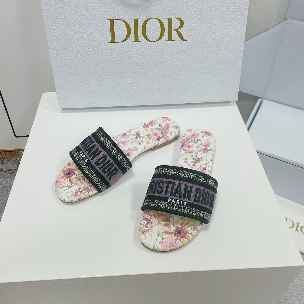 DIOR CD Mule Dway Slide 10mm Multi Motifs Style 2