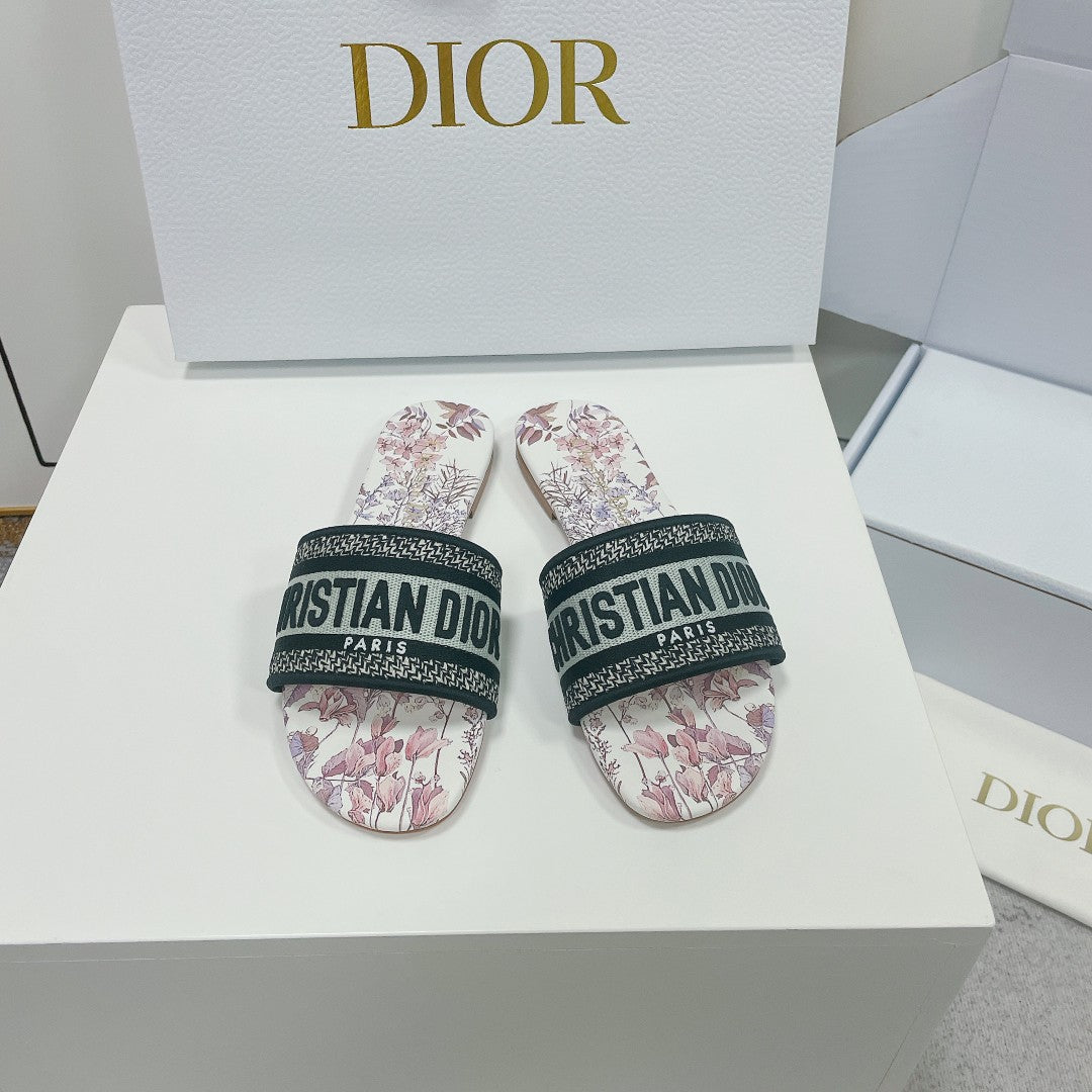 DIOR CD Mule Dway Slide 10mm Multi Motifs Style 1