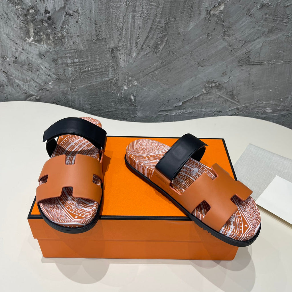 HERMES CHYPRE SANDAL CARAMEL CALFSKIN UNIQUE