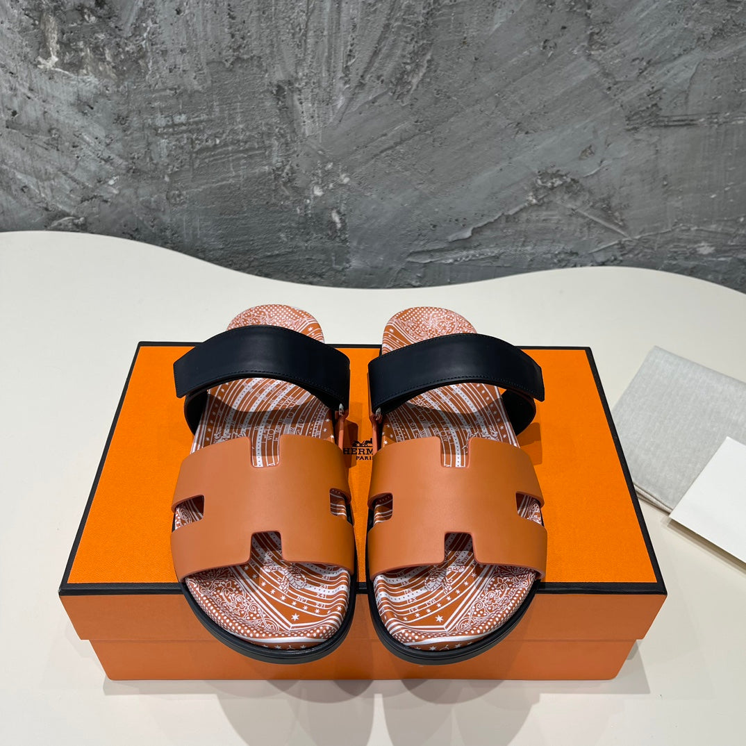 HERMES CHYPRE SANDAL CARAMEL CALFSKIN UNIQUE
