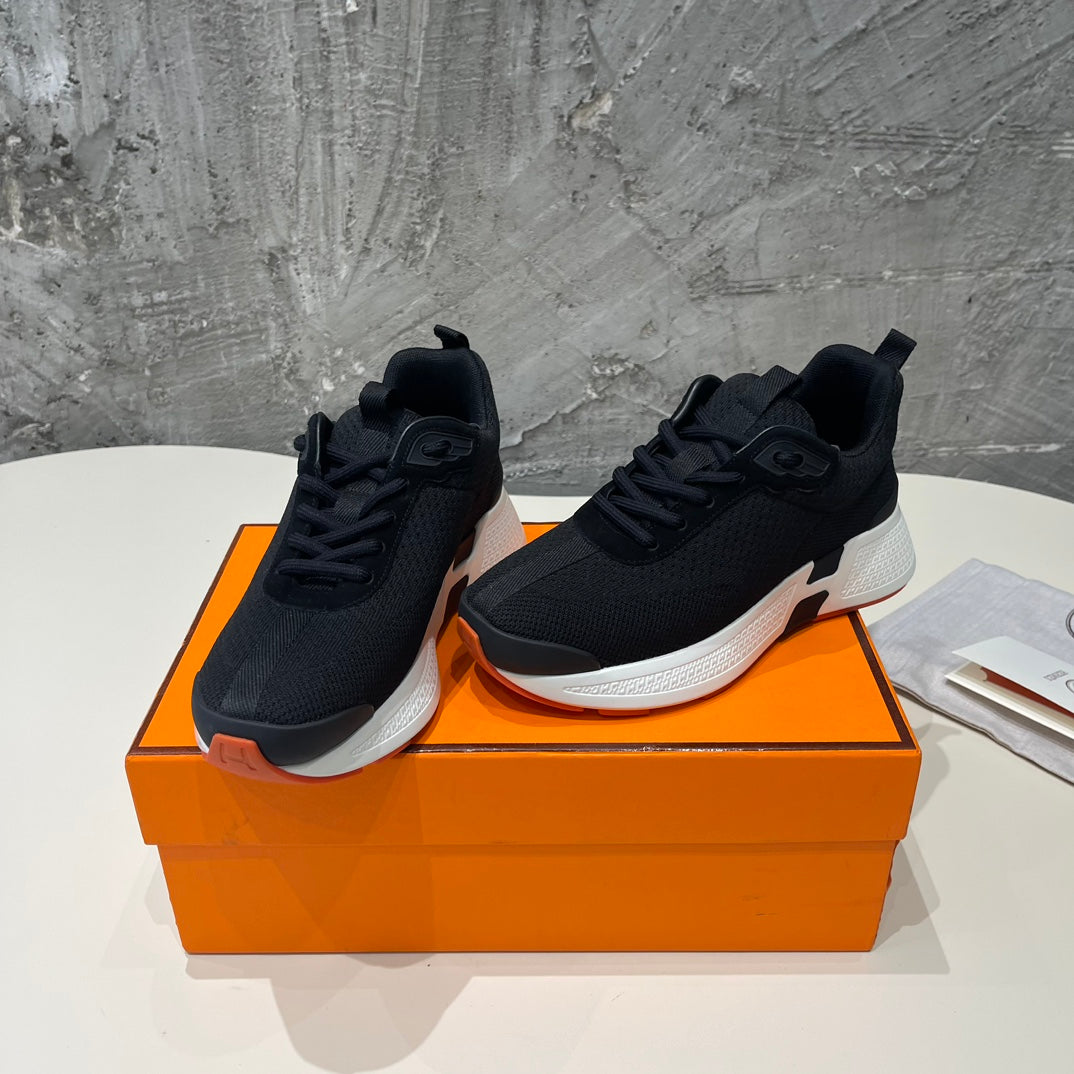 HERMES HEROS SNEAKERS BLACK MIX ROSE GOATSKIN