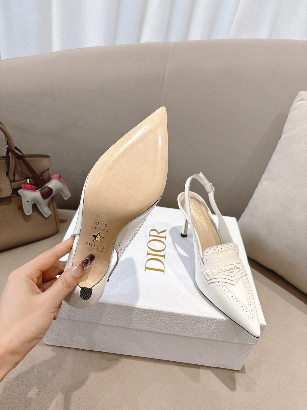 DIOR BOY SLINGBACK PUMP 35 MM IN WHITE CALFSKIN