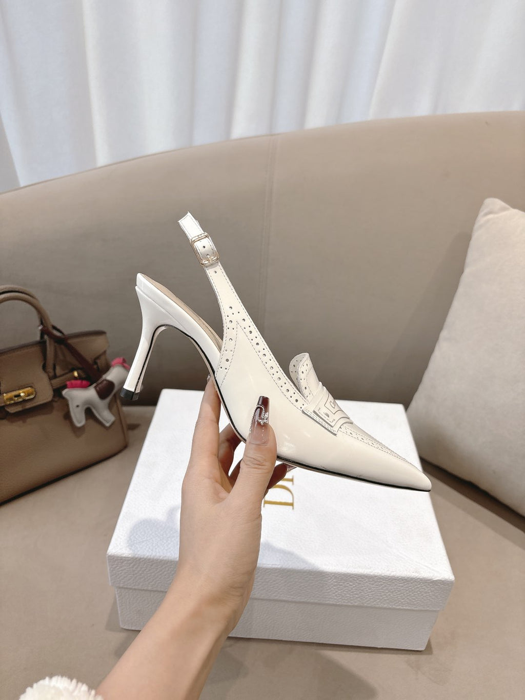 DIOR BOY SLINGBACK PUMP 35 MM IN WHITE CALFSKIN
