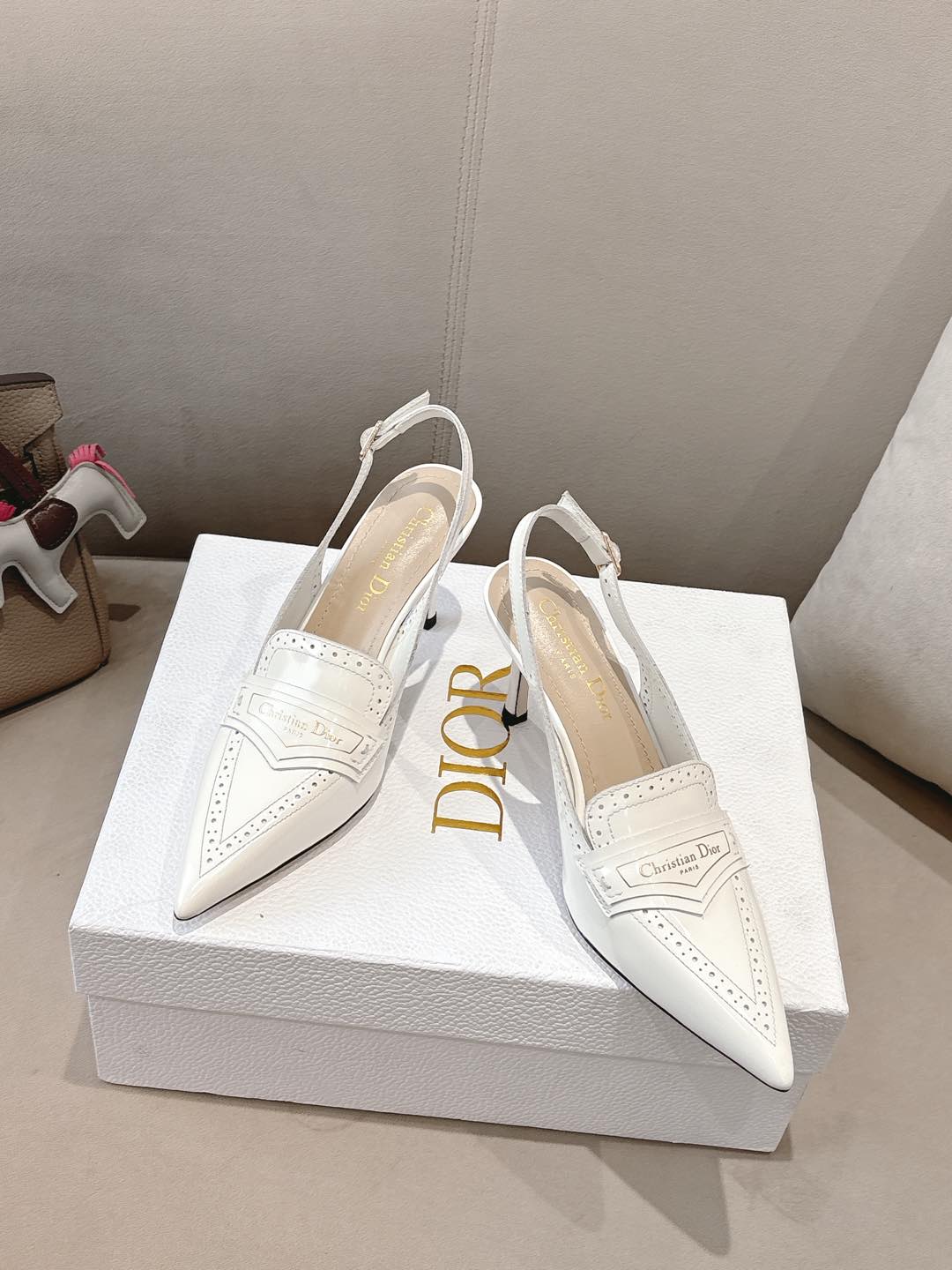 DIOR BOY SLINGBACK PUMP 35 MM IN WHITE CALFSKIN