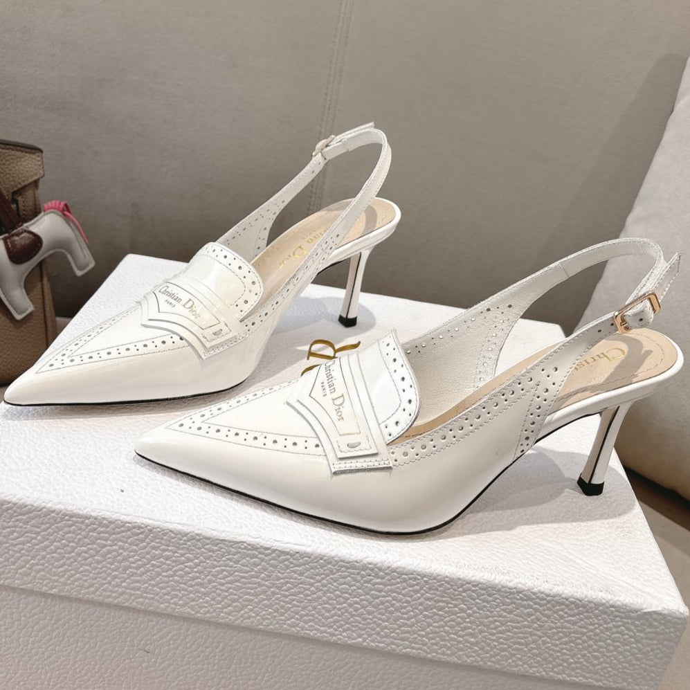 DIOR BOY SLINGBACK PUMP 35 MM IN WHITE CALFSKIN