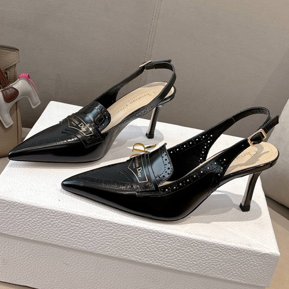 DIOR BOY SLINGBACK PUMP 75 MM IN BLACK CALFSKIN