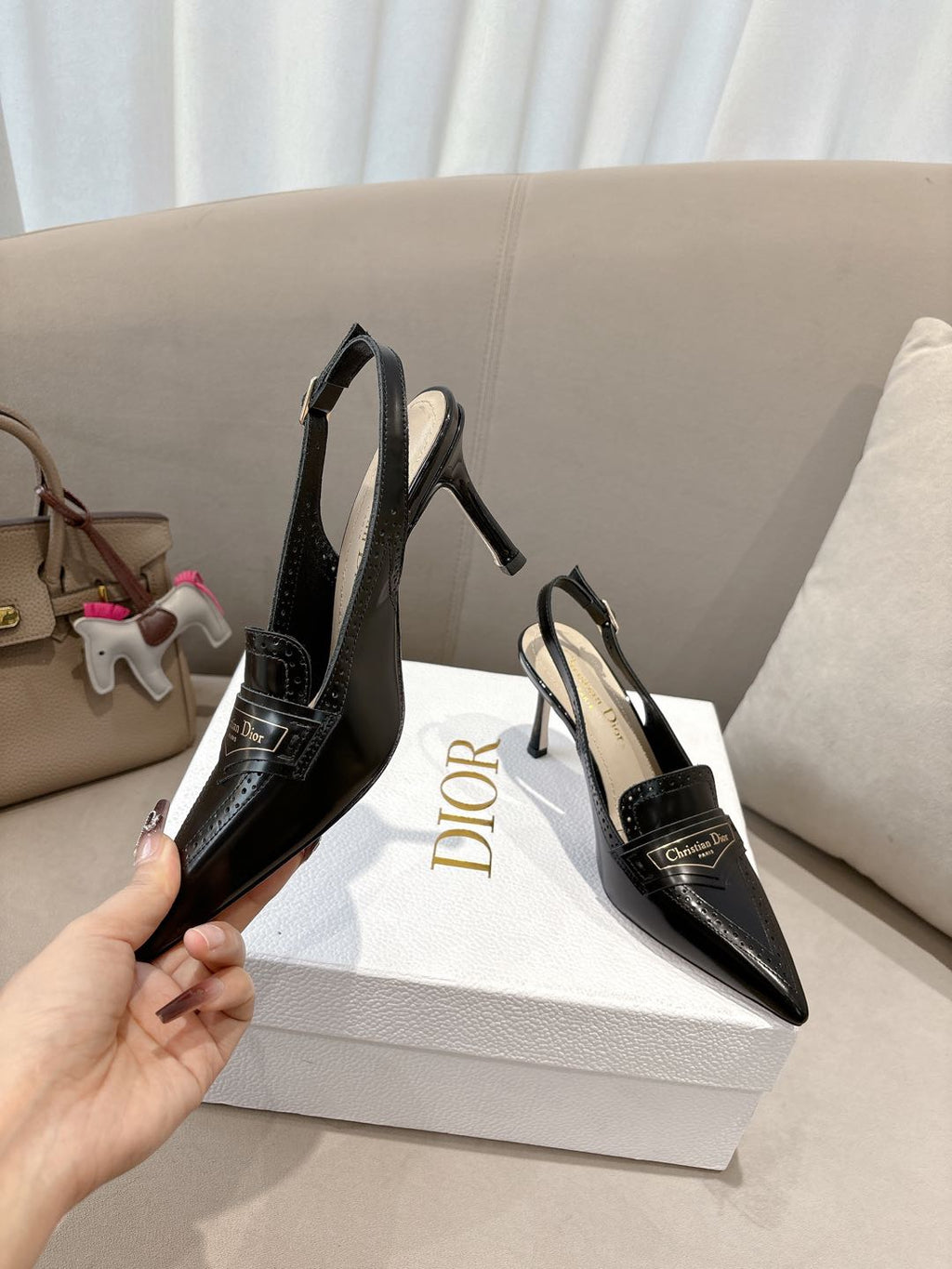 DIOR BOY SLINGBACK PUMP 75 MM IN BLACK CALFSKIN