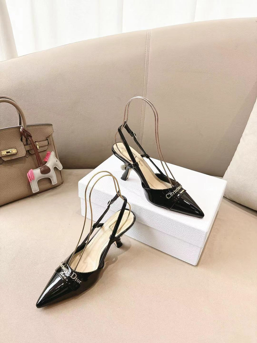 DIOR MY DD SLINGBACK PUMP 85MM IN BLACK CALFSKIN