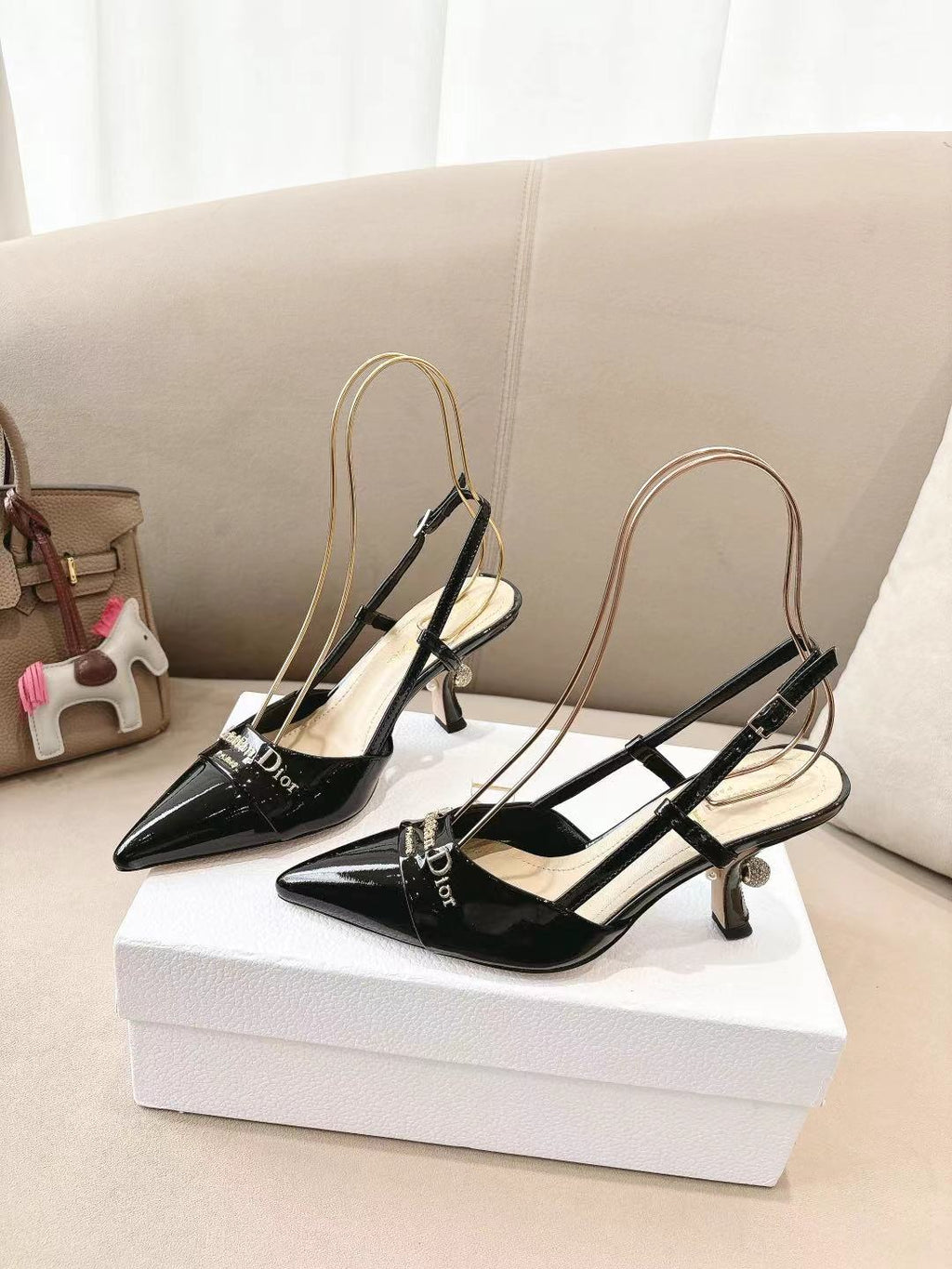 DIOR MY DD SLINGBACK PUMP 85MM IN BLACK CALFSKIN