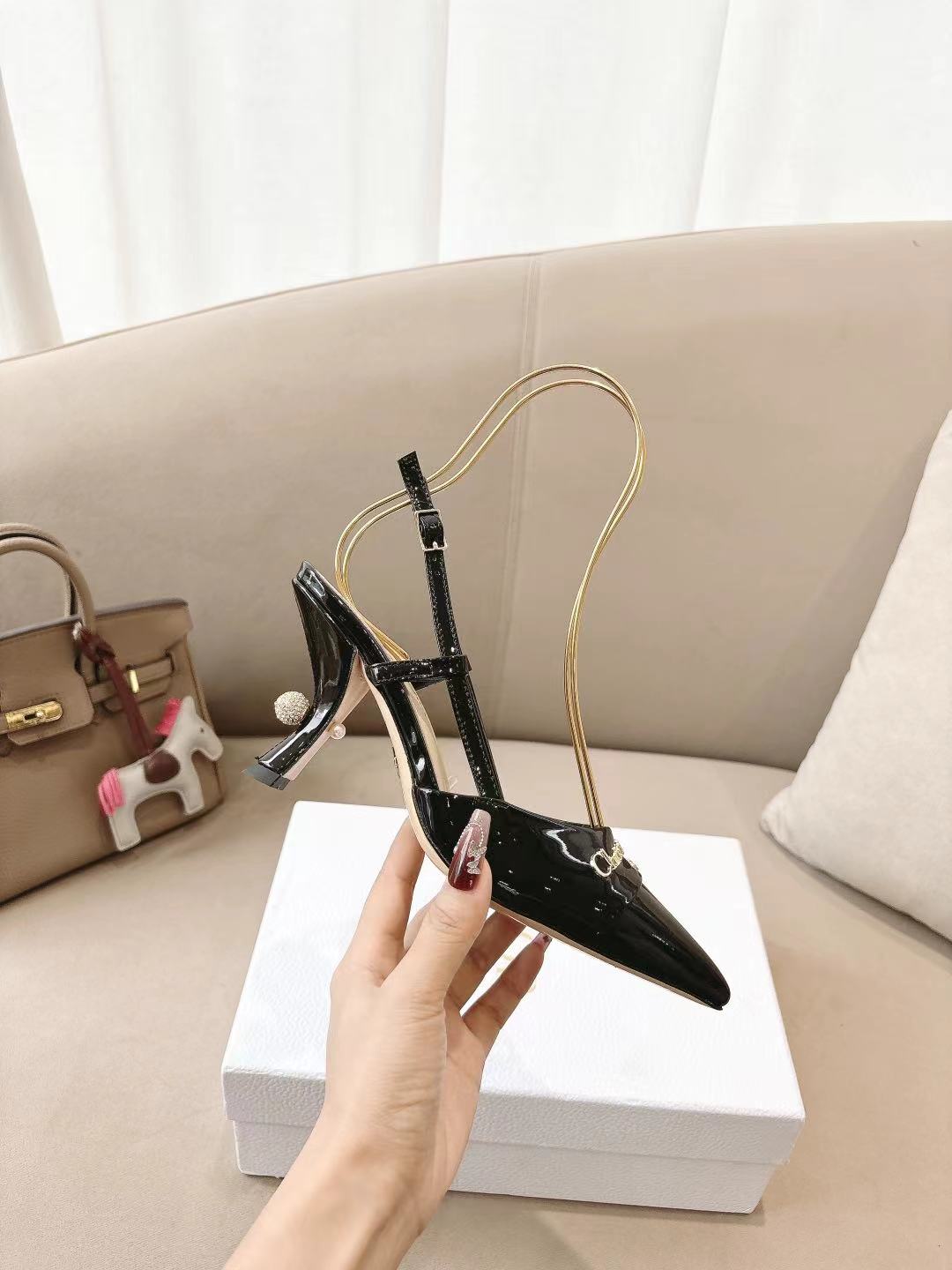 DIOR MY DD SLINGBACK PUMP 85MM IN BLACK CALFSKIN