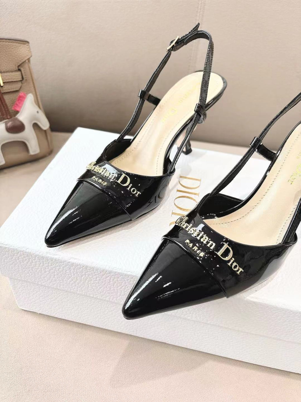 DIOR MY DD SLINGBACK PUMP 85MM IN BLACK CALFSKIN