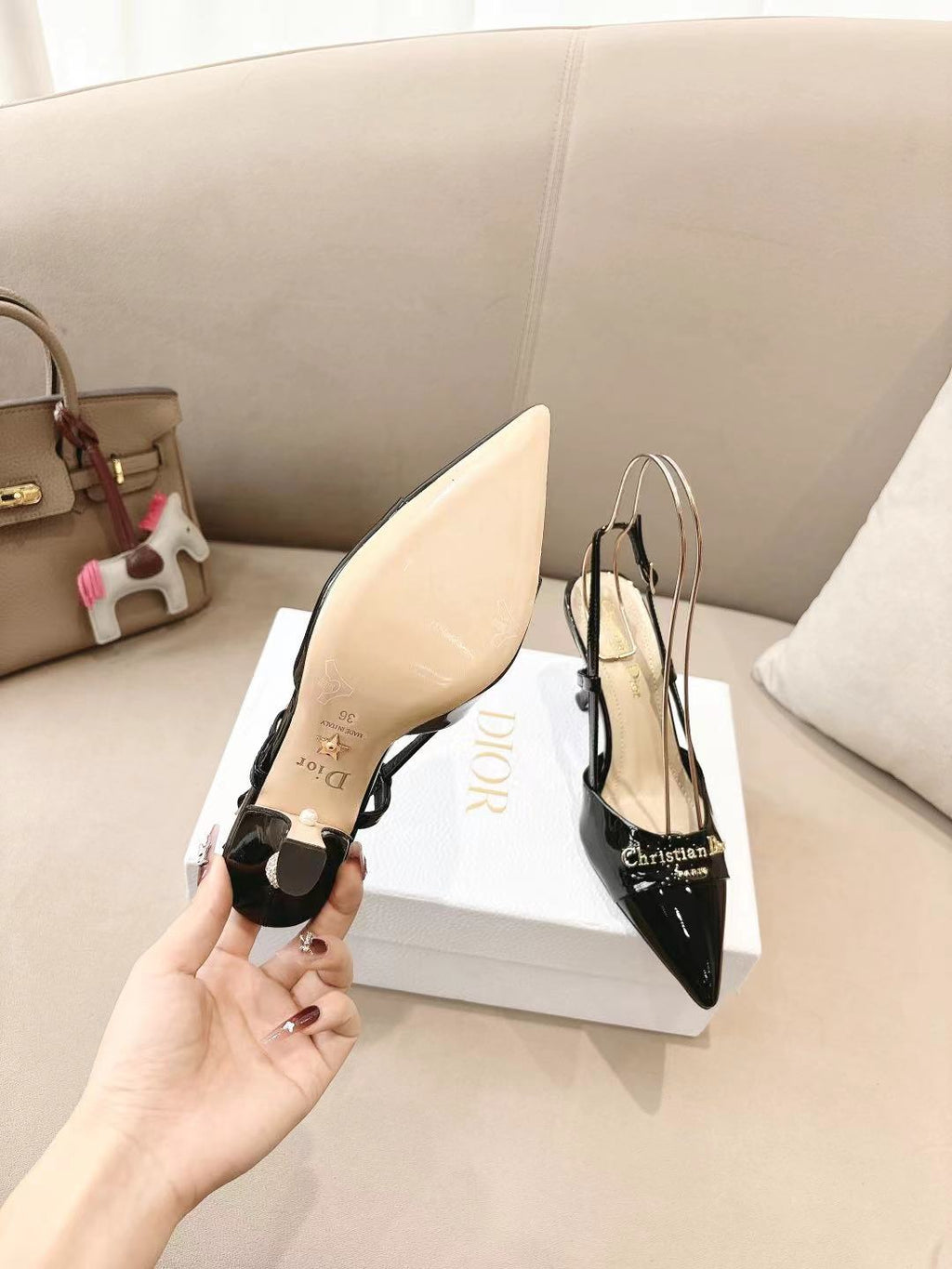 DIOR MY DD SLINGBACK PUMP 85MM IN BLACK CALFSKIN