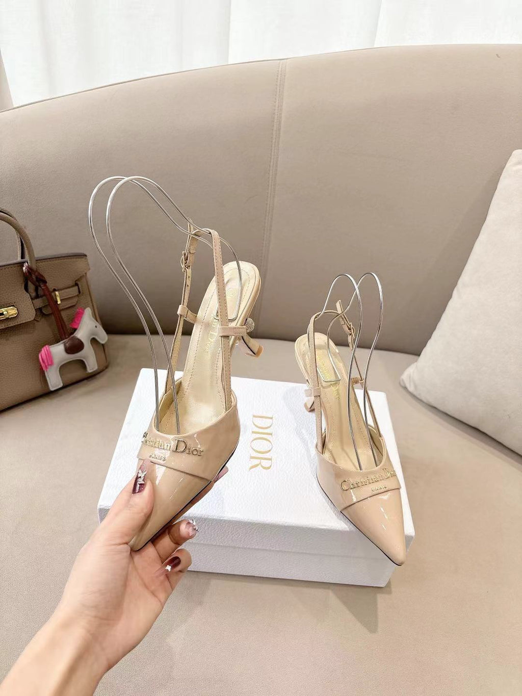 DIOR MY DD SLINGBACK PUMP 85MM IN BEIGE CALFSKIN