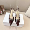 DIOR MY DD SLINGBACK PUMP 85MM IN BURGUNDY RED CALFSKIN