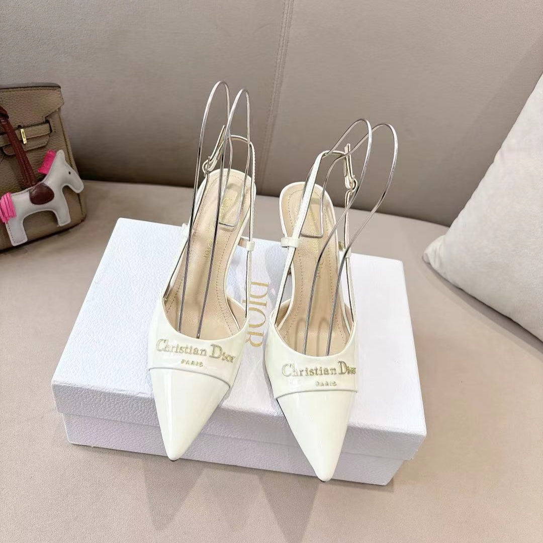 DIOR MY DD SLINGBACK PUMP 85MM IN WHITE CALFSKIN