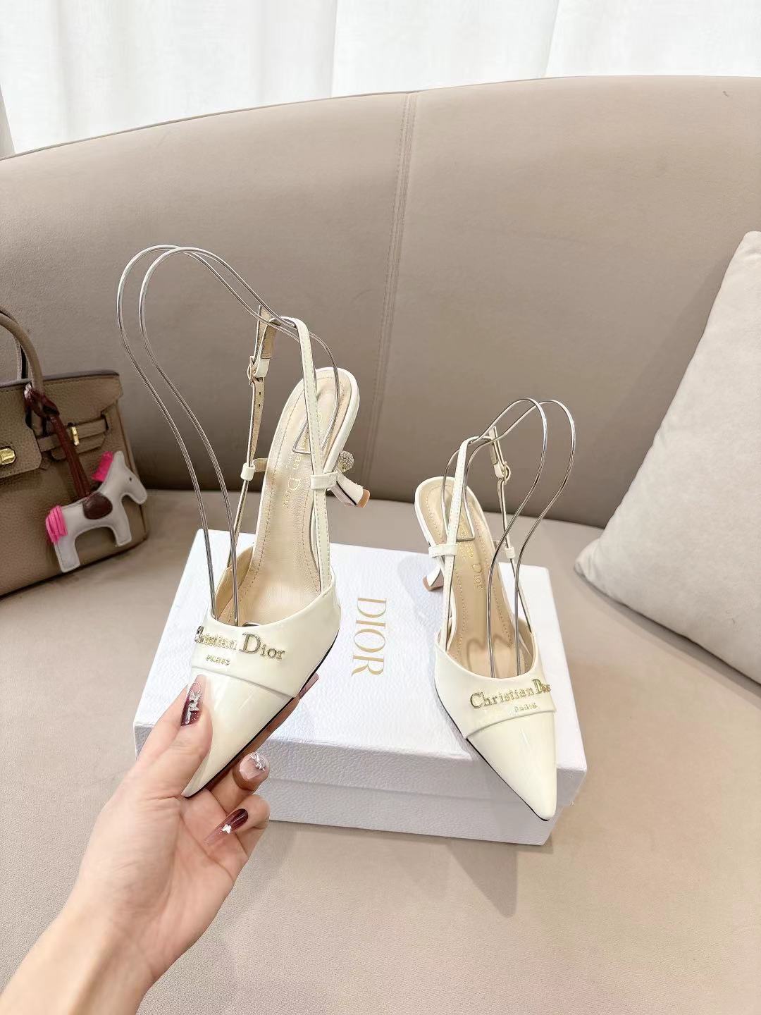 DIOR MY DD SLINGBACK PUMP 85MM IN WHITE CALFSKIN