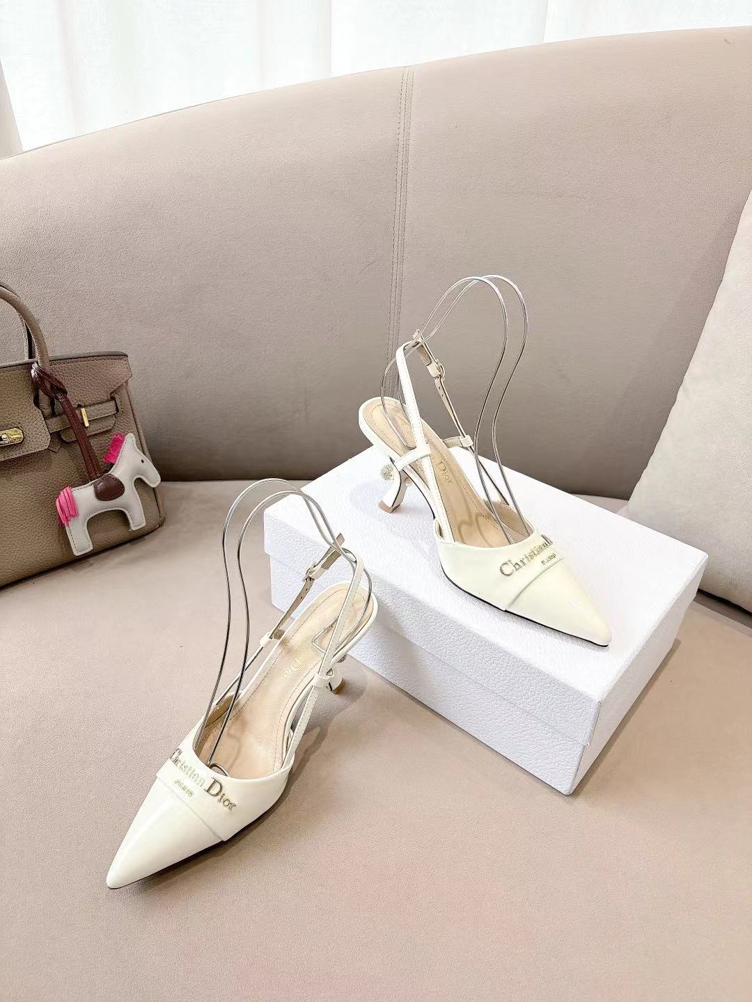 DIOR MY DD SLINGBACK PUMP 85MM IN WHITE CALFSKIN