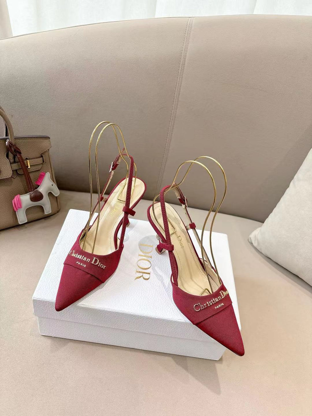 DIOR MY DD SLINGBACK PUMP 85MM IN RED DENIM