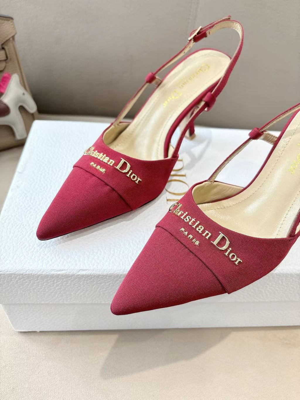 DIOR MY DD SLINGBACK PUMP 85MM IN RED DENIM