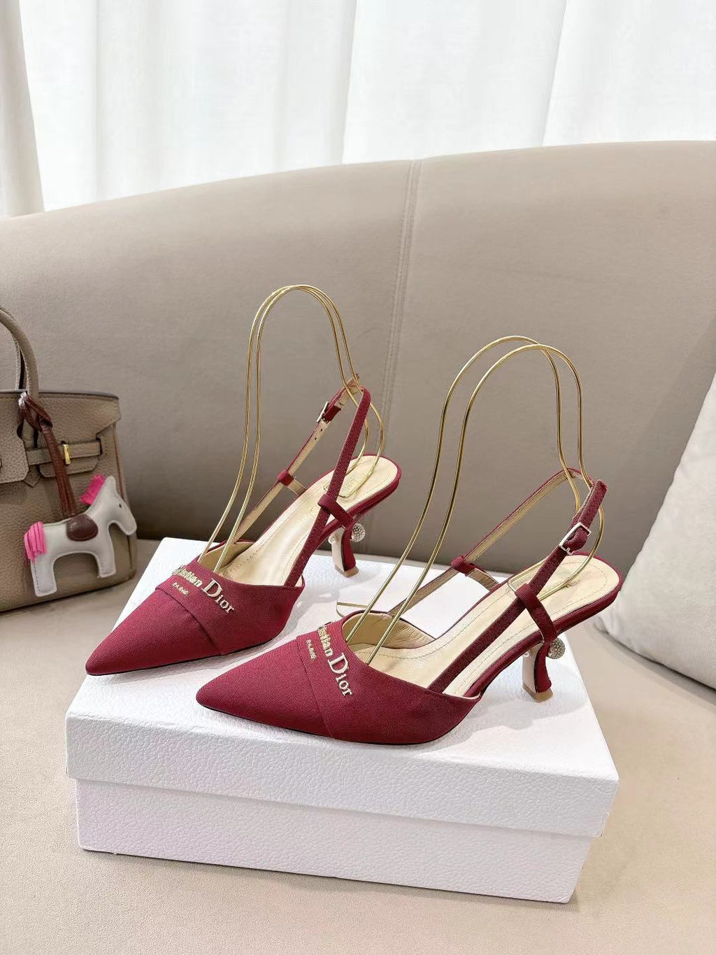 DIOR MY DD SLINGBACK PUMP 85MM IN RED DENIM
