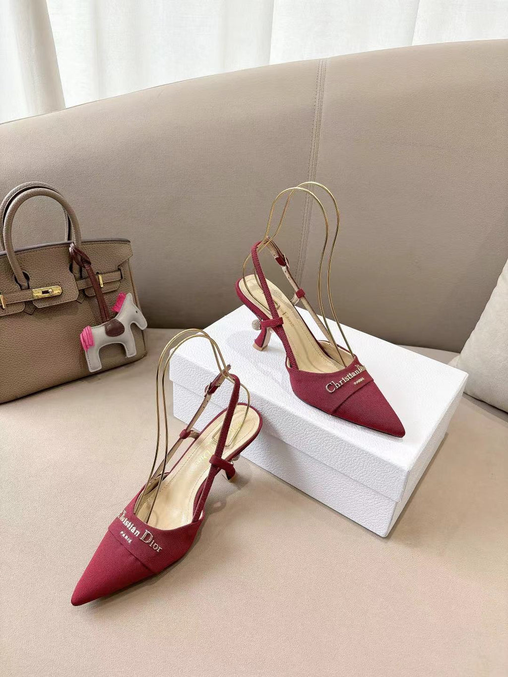 DIOR MY DD SLINGBACK PUMP 85MM IN RED DENIM