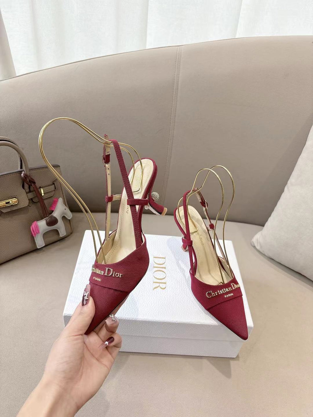 DIOR MY DD SLINGBACK PUMP 85MM IN RED DENIM