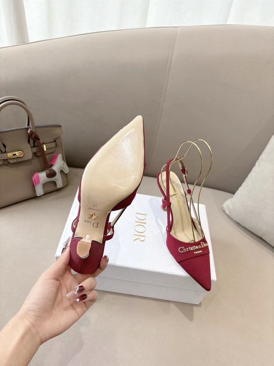 DIOR MY DD SLINGBACK PUMP 85MM IN RED DENIM