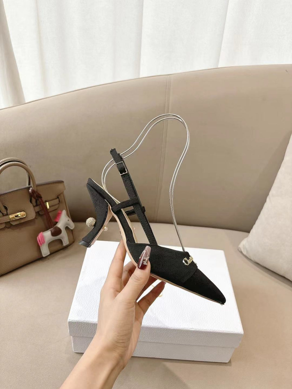 DIOR MY DD SLINGBACK PUMP 85MM IN BLACK DENIM
