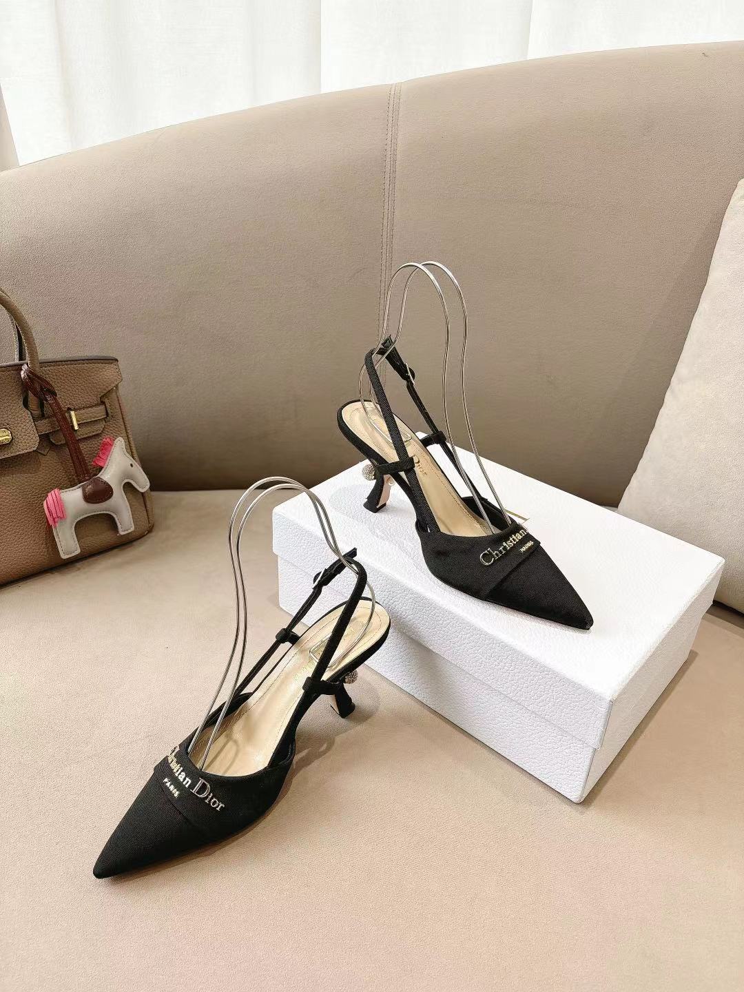 DIOR MY DD SLINGBACK PUMP 85MM IN BLACK DENIM