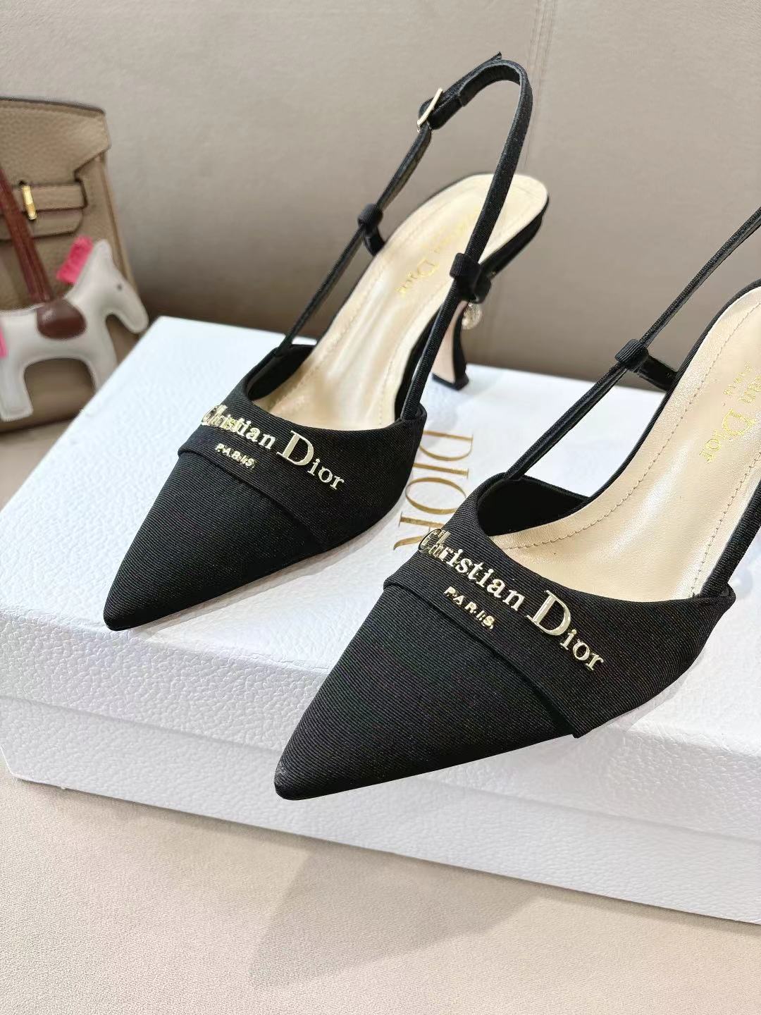 DIOR MY DD SLINGBACK PUMP 85MM IN BLACK DENIM