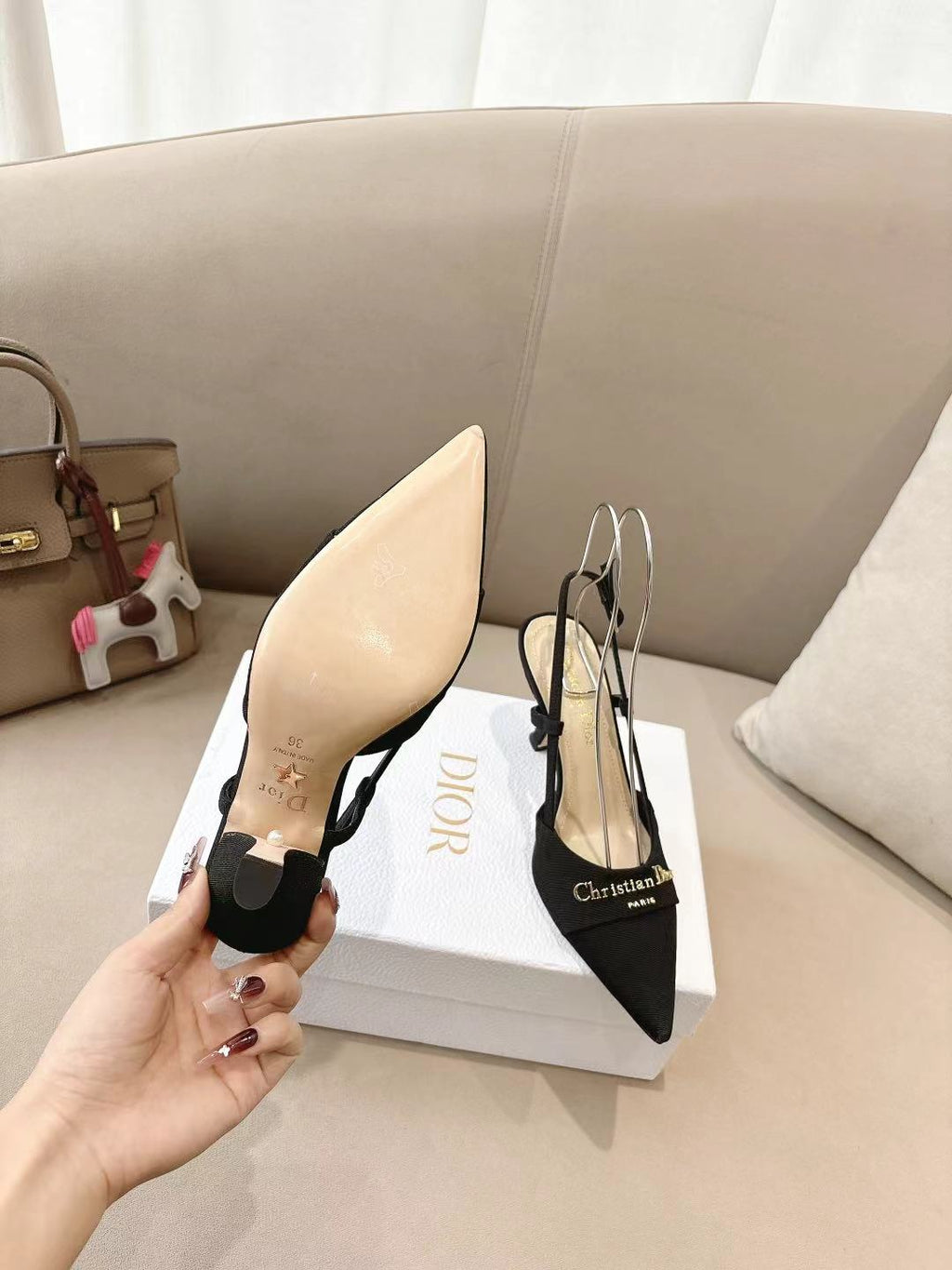 DIOR MY DD SLINGBACK PUMP 85MM IN BLACK DENIM