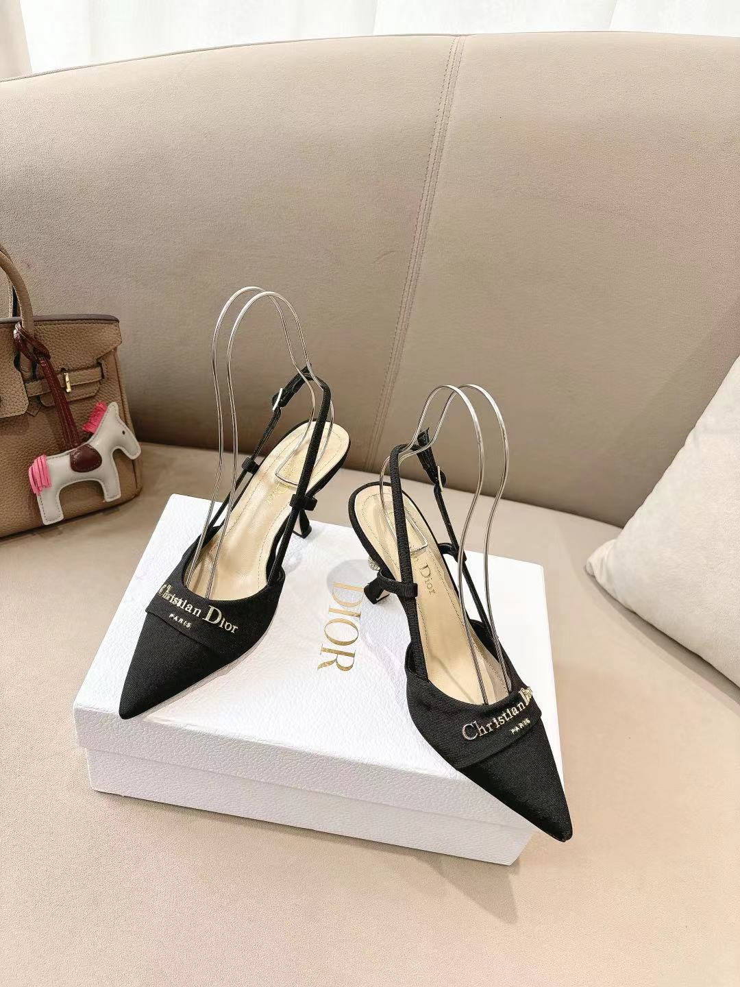 DIOR MY DD SLINGBACK PUMP 85MM IN BLACK DENIM