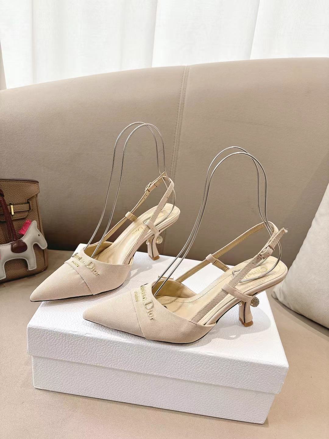 DIOR MY DD SLINGBACK PUMP 85MM IN BEIGE DENIM