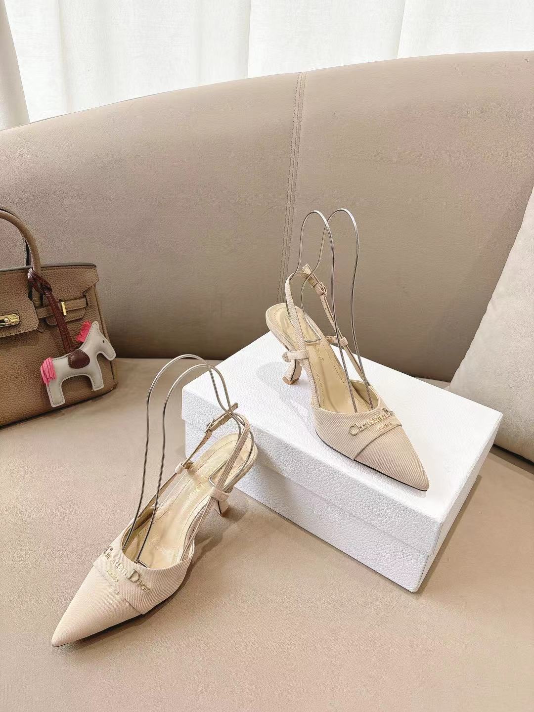 DIOR MY DD SLINGBACK PUMP 85MM IN BEIGE DENIM