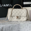 CHANEL MINI 18 FLAP BAG IN WHITE LAMBSKIN