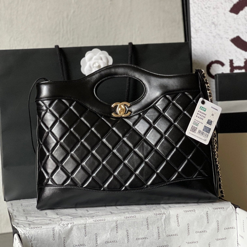 CHANEL MEDIUM 36 SHOPPING BAG IN BLACK CALFSKIN
