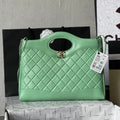 CHANEL MEDIUM 36 SHOPPING BAG IN GREEN MINT CALFSKIN