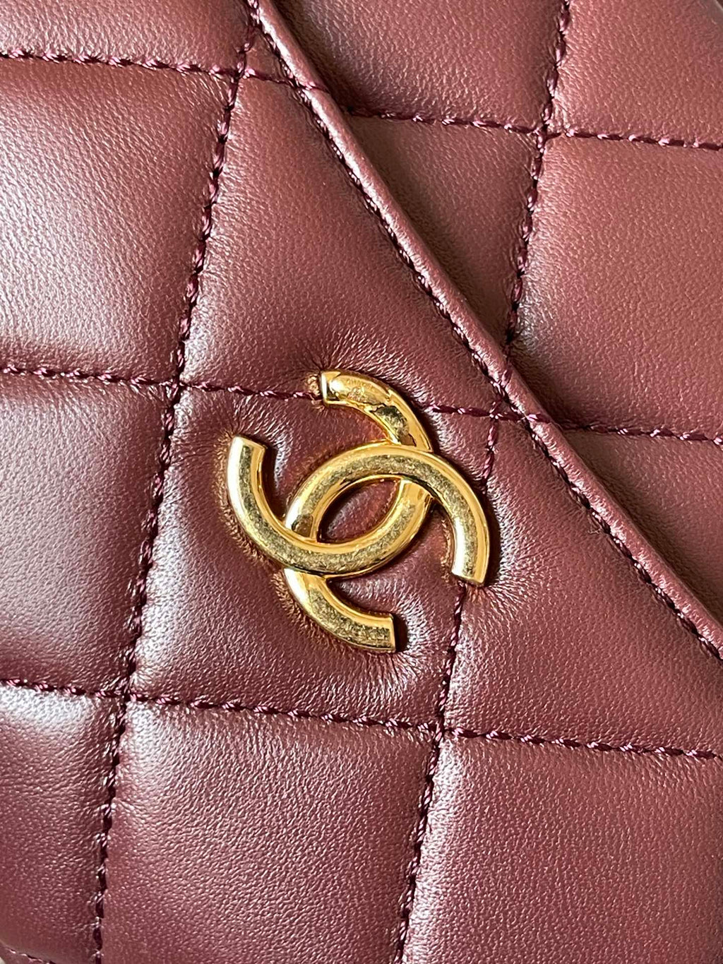 CHANEL CAMERA BAG 18 IN BUANEER RED QUILTED LAMBSKIN DOUBLE C GOLD COIN
