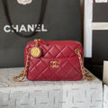 CHANEL CAMERA BAG 18 IN RED QUILTED LAMBSKIN DOUBLE C GOLD COIN