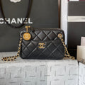 CHANEL CAMERA BAG 18 IN BLACK QUILTED LAMBSKIN DOUBLE C GOLD COIN