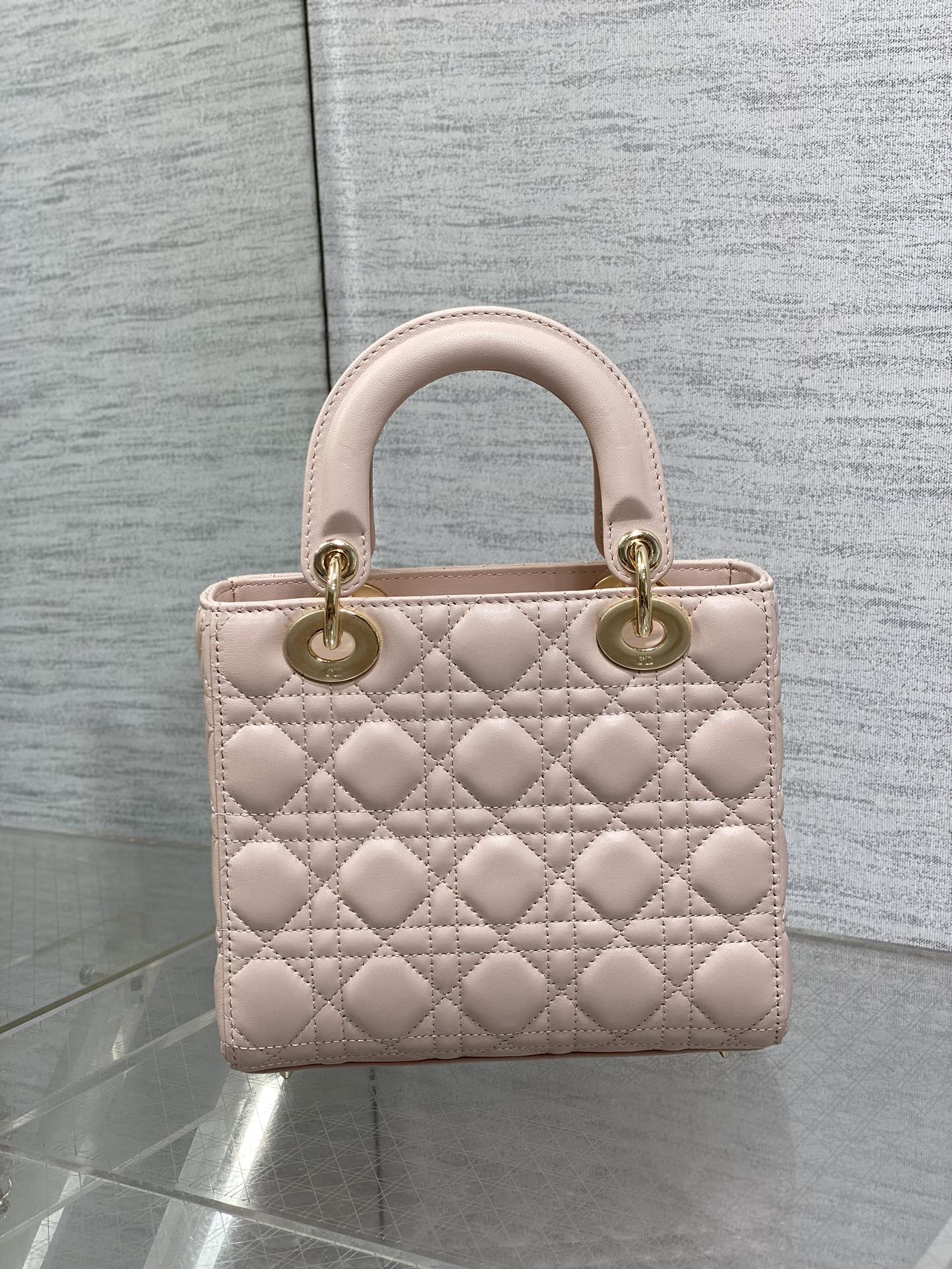 DIOR LADY MINI BAG 20 IN LIGHT PINK LAMBSKIN