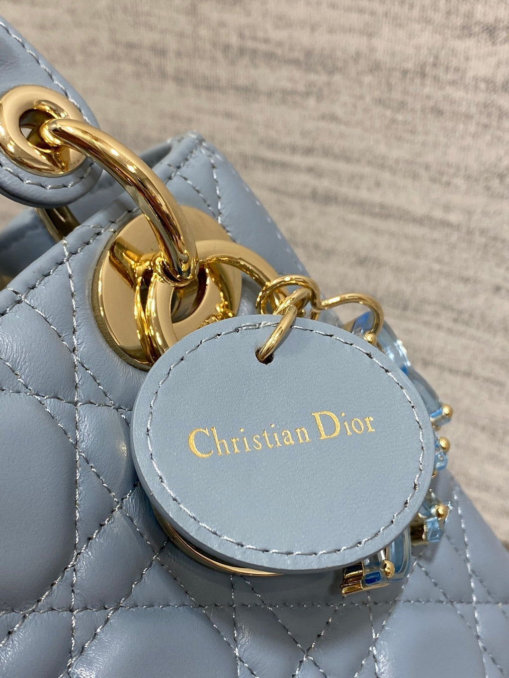 DIOR LADY MINI BAG 17 IN CERULEAN BLUE LAMBSKIN
