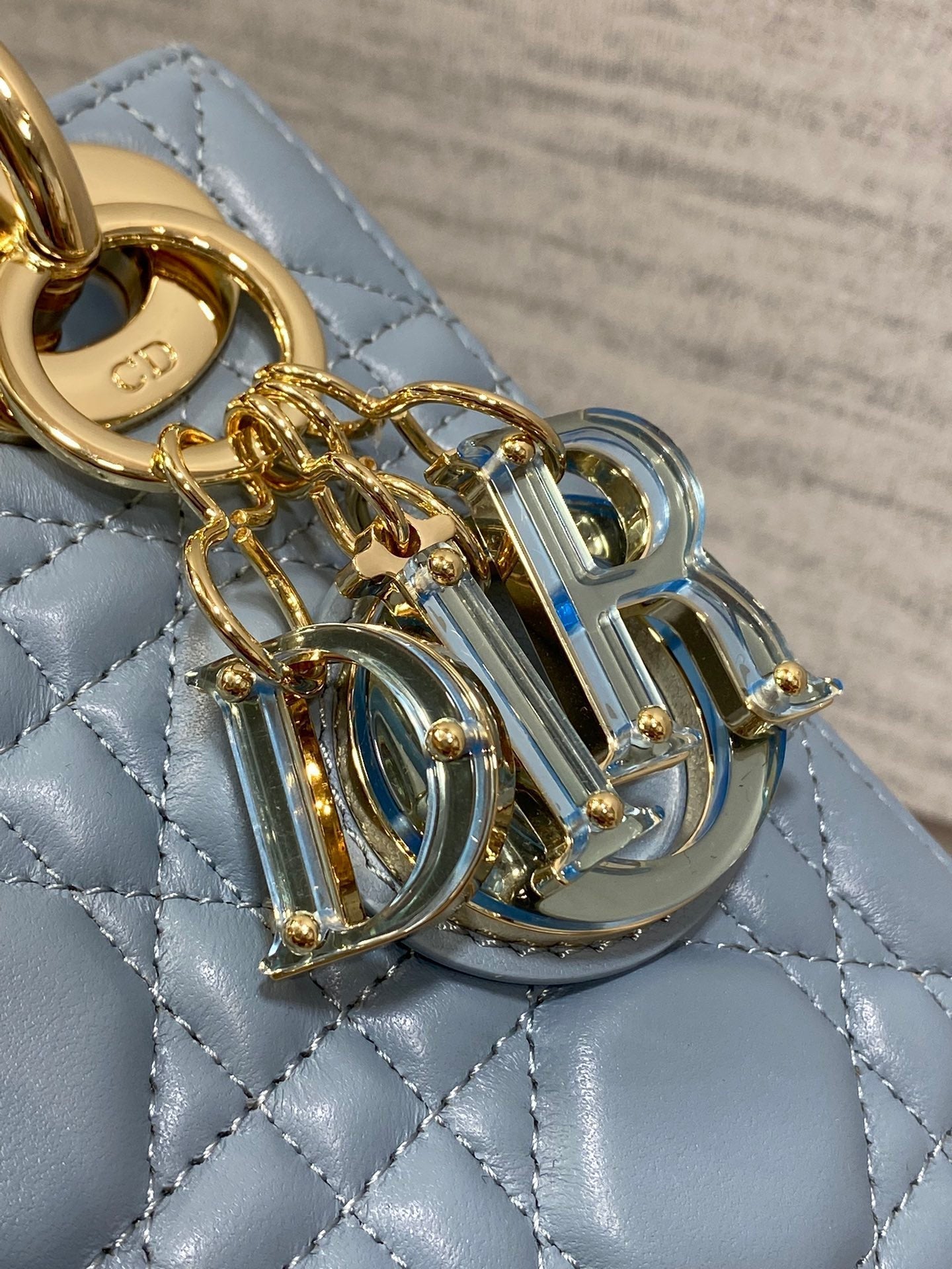 DIOR LADY MINI BAG 17 IN CERULEAN BLUE LAMBSKIN