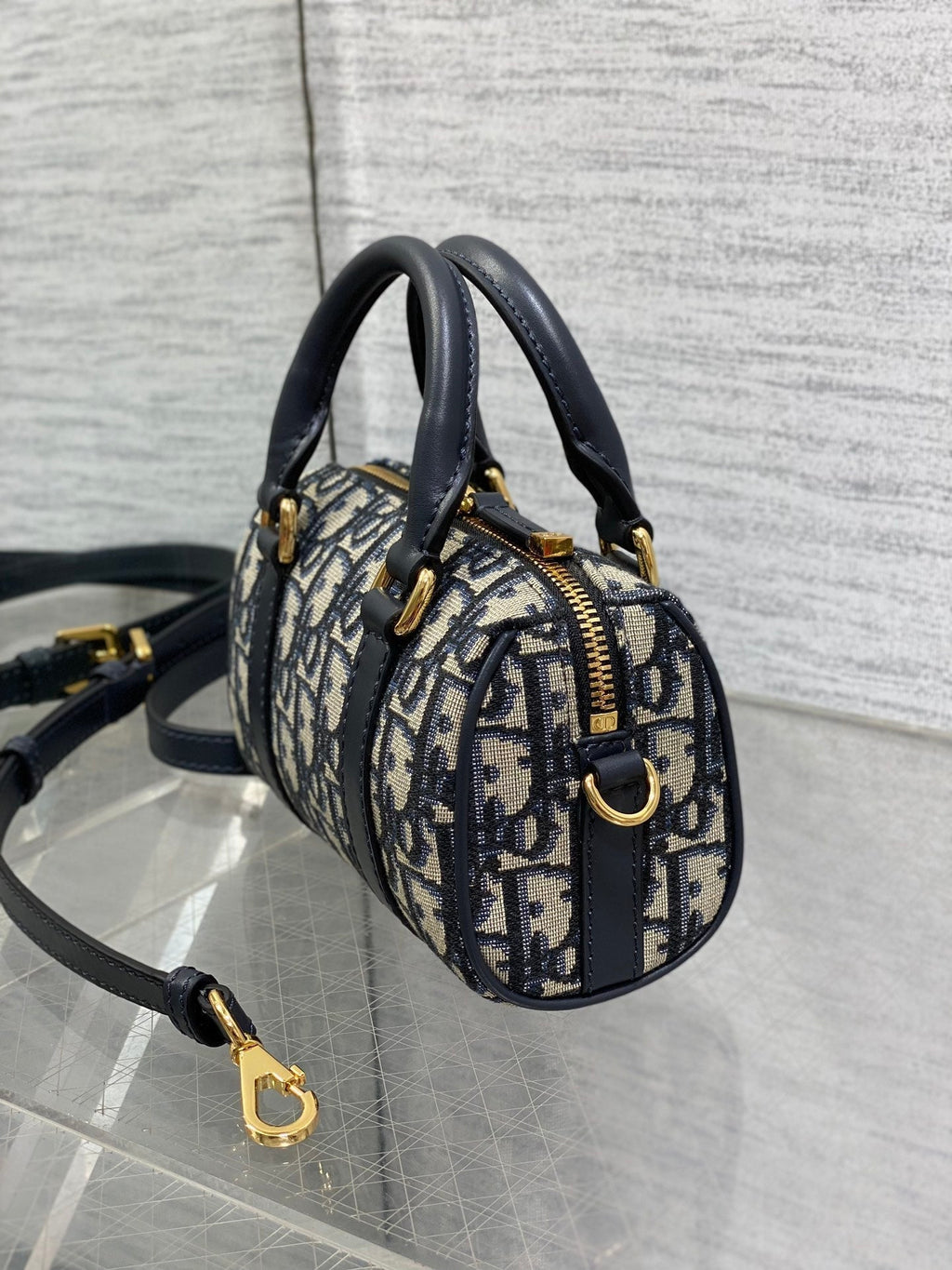 DIOR GROOVE MINI 17 BAG IN BLACK MIX BEIGE OBLIQUE MONOGRAM JACQUARD