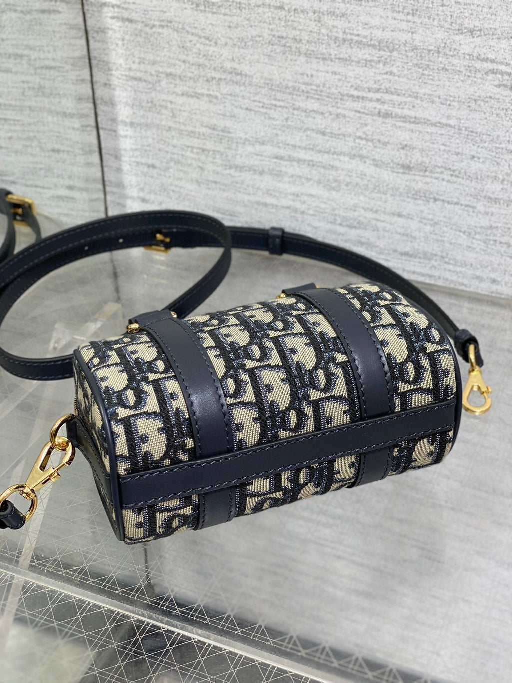DIOR GROOVE MINI 17 BAG IN BLACK MIX BEIGE OBLIQUE MONOGRAM JACQUARD