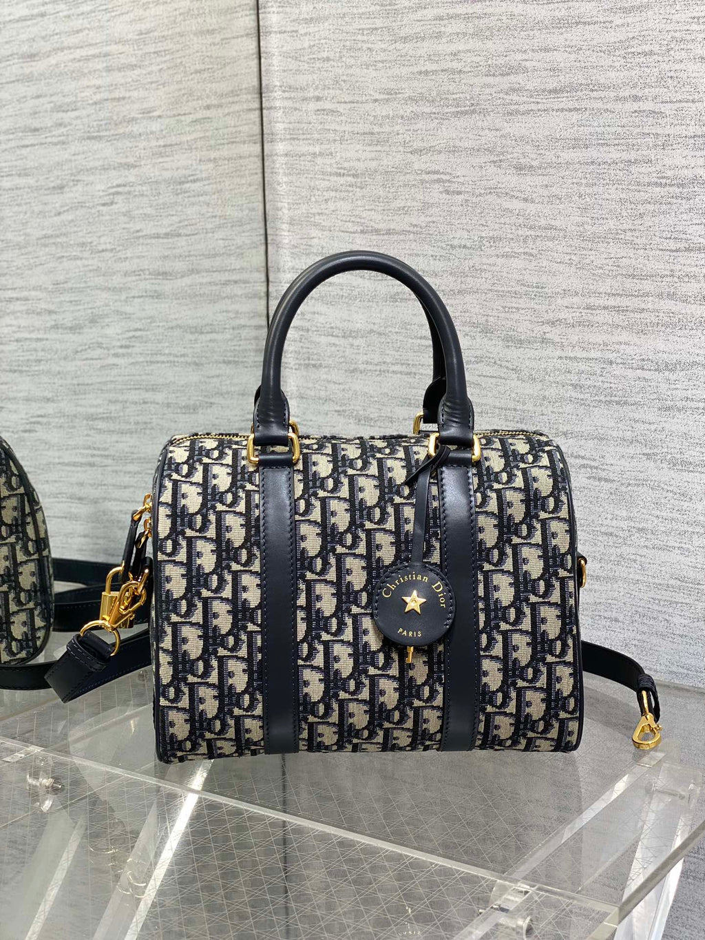 DIOR GROOVE 25 BAG IN BLACK MIX BEIGE OBLIQUE MONOGRAM JACQUARD